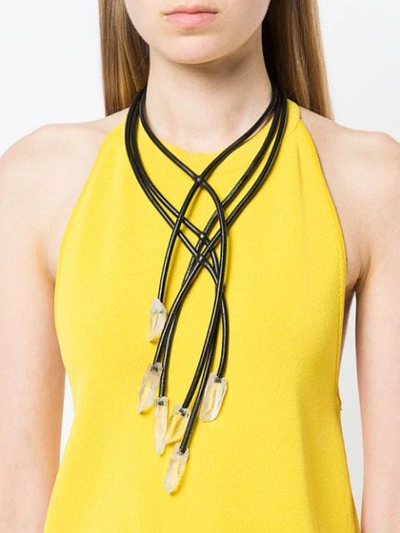 Shop Monies Unique Cable Necklace In Yellow