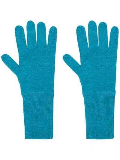 Shop Allude Knit Gloves In Blue