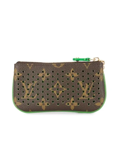 Pre-owned Louis Vuitton  Perforated Coin Case In Brown