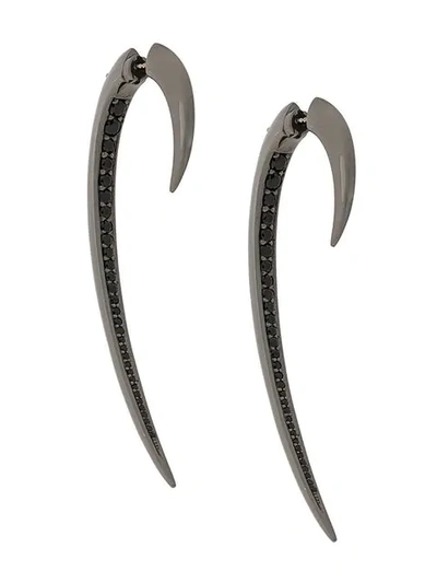 Shop Shaun Leane Black Spinel Large Hook Earrings In Silver