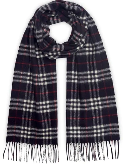 Shop Burberry Check Cashmere Scarf In Blue