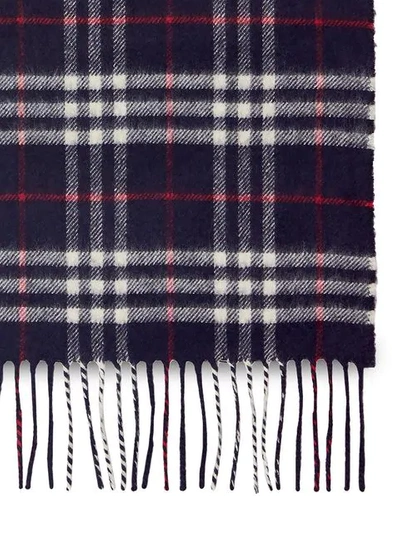 Shop Burberry Check Cashmere Scarf In Blue