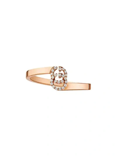 Shop Gucci Gg Ring In Rose Gold With Diamonds In Pink
