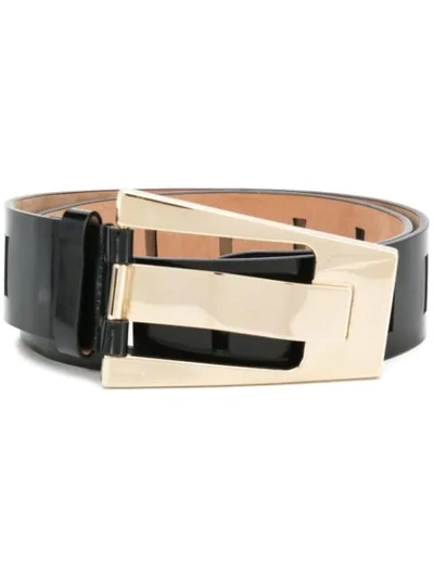Shop Gucci Asymmetric Buckle Belt In Black