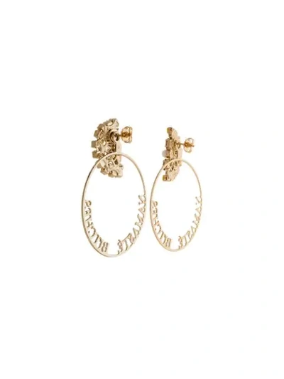 Shop Anton Heunis Gold Metallic Namaste Swarovski Crystal Hoop Earrings