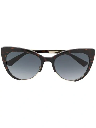 Shop Moschino Eyewear Tortoiseshell Cat Eye Sunglasses In Black