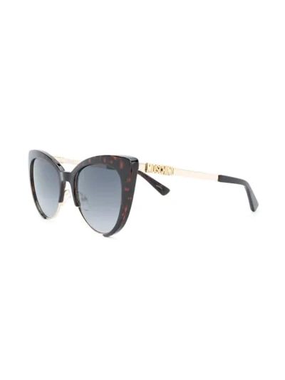 Shop Moschino Eyewear Tortoiseshell Cat Eye Sunglasses In Black
