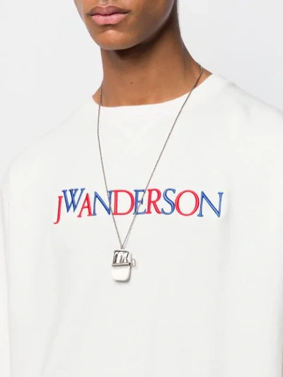 Shop Jw Anderson Sardine Pendant Necklace In Silver