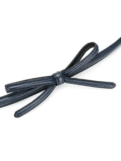 Shop Prada Bow Detail Slim Buckle Belt In Blue