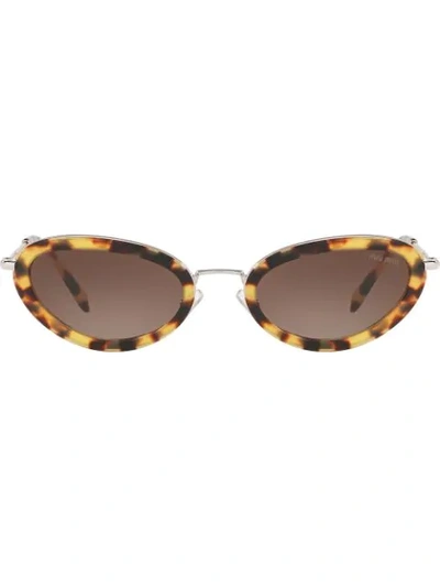 Shop Miu Miu Délice Cat Eye Sunglasses In Brown