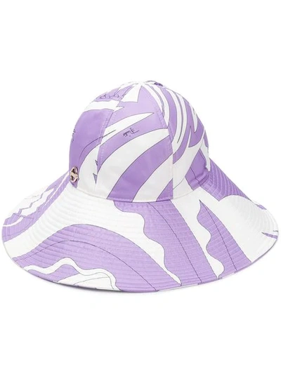 EMILIO PUCCI COLOUR BLOCK WIDE BRIM HAT - 白色