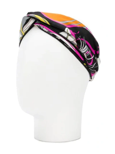 Shop Emilio Pucci Black And Fuchsia Frida Print Headband