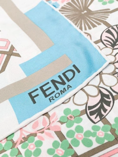 Shop Fendi Floral Print Foulard - White