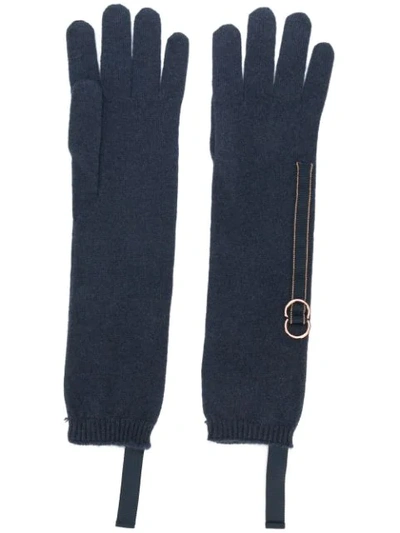 BRUNELLO CUCINELLI BEAD-EMBELLISHED GLOVES - 蓝色