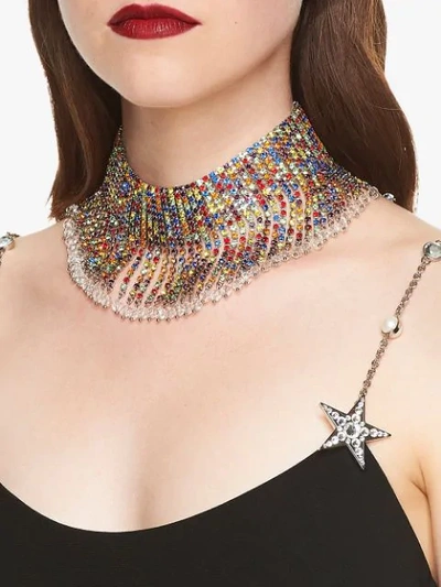 Shop Miu Miu Crystal Necklace In Multicolour