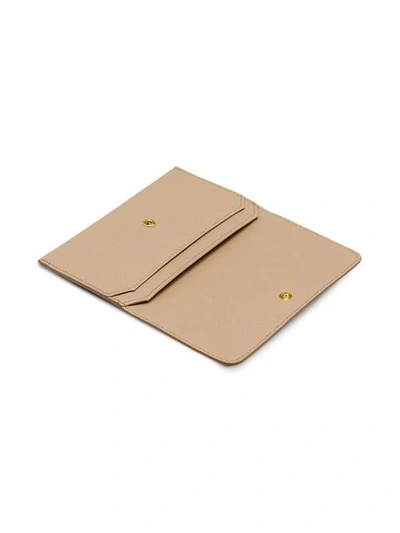 Shop Prada Leather Card Holder In Neutrals