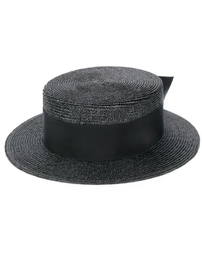 Shop Saint Laurent Small Boater Hat In Black