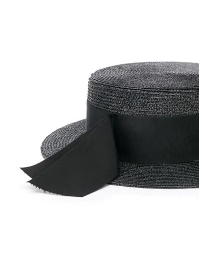 Shop Saint Laurent Small Boater Hat In Black