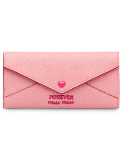 Shop Miu Miu Madras Love Wallet In Pink