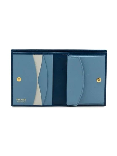 Shop Prada Small Leather Wallet In Blue