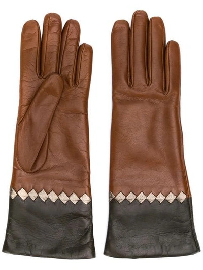 Shop Bottega Veneta Intrecciato Detail Gloves In Brown