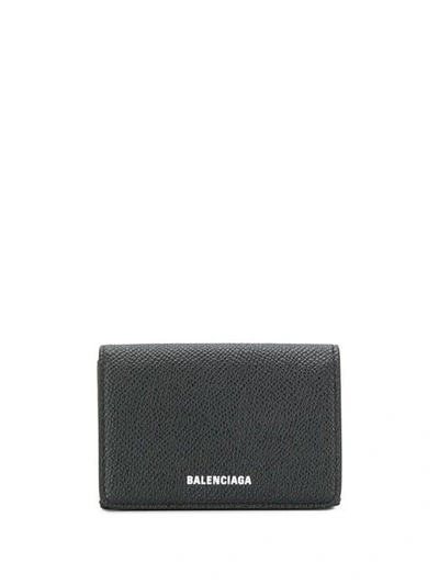 Shop Balenciaga Ville Mini Logo Wallet In Black