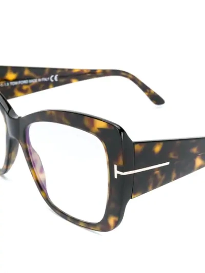 Shop Tom Ford Oversized Cat Eye Glasses In Brown