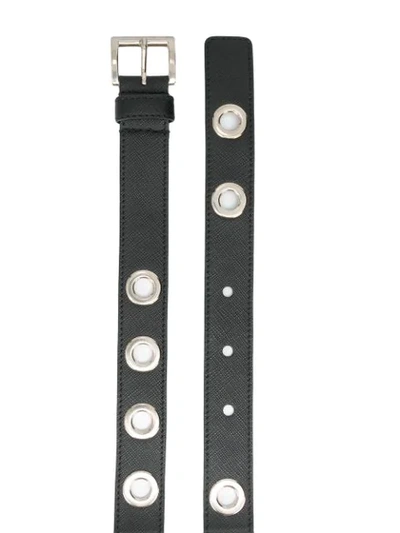 Shop Prada Eyelet-embellished Buckled Belt In Black