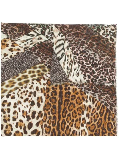Shop Pierre-louis Mascia Panelled Leopard Scarf - Brown