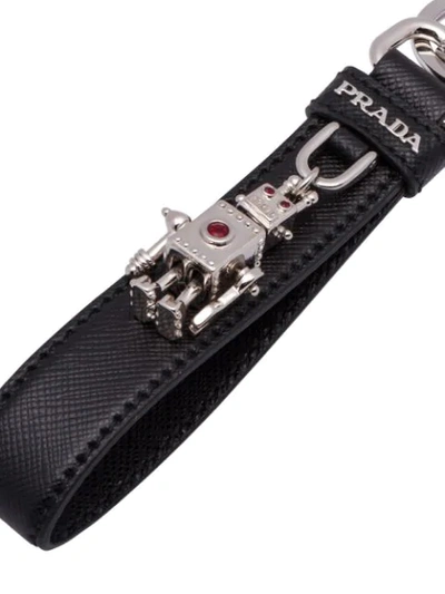 Prada Saffiano Leather Keychain In Black