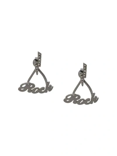 Shop Zadig & Voltaire Lightning And Motto Earrings In Silver