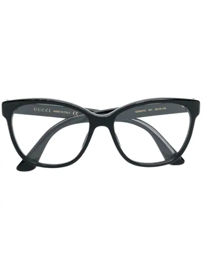 Shop Gucci Square Cat-eye Glasses In Black
