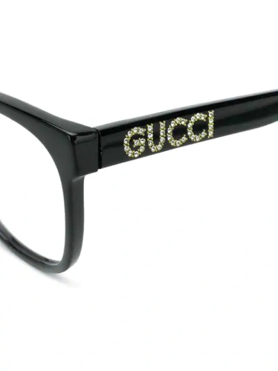 Shop Gucci Square Cat-eye Glasses In Black