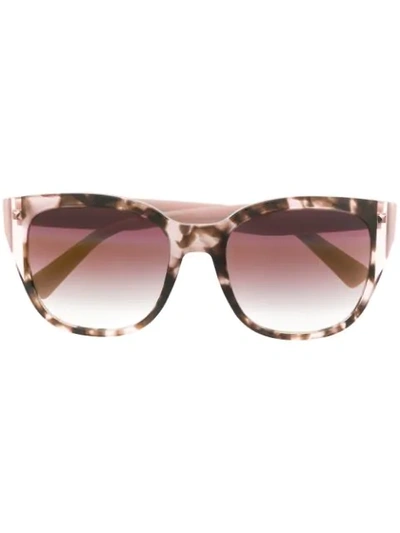 Shop Valentino Logo And Stud Oversized Sunglasses In Pink
