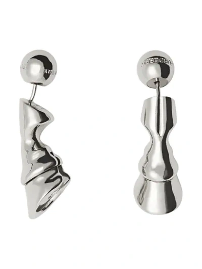 Shop Burberry Hoof Earrings In Silver