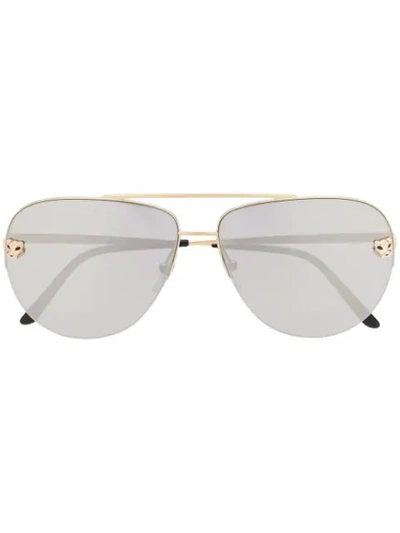 Shop Cartier Panthère De  Sunglasses In Gold