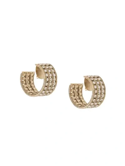 Shop Silvia Gnecchi Embellished Chunky Hoop Earrings In Gold