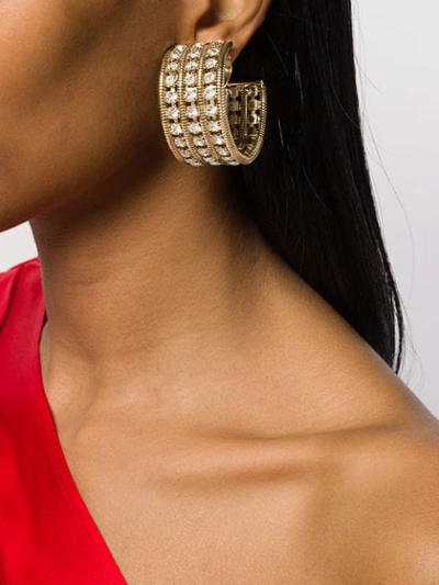 Shop Silvia Gnecchi Embellished Chunky Hoop Earrings In Gold