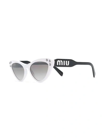 Shop Miu Miu Cat Eye Sunglasses In Black