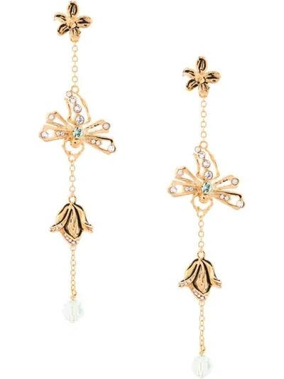 Shop Alberta Ferretti Flower Embellished Drop Earrings - Gold