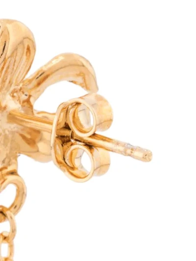 Shop Alberta Ferretti Flower Embellished Drop Earrings - Gold