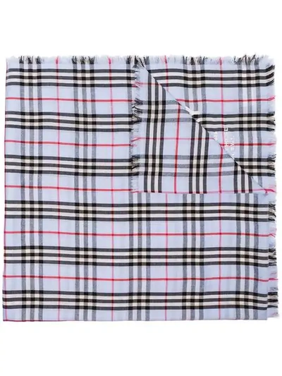 BURBERRY CHECK PRINT SCARF - 蓝色