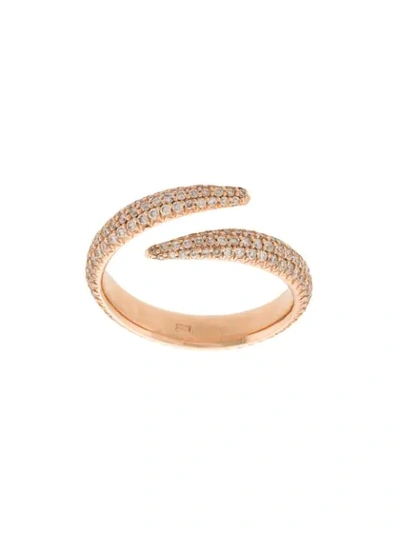 Shop Eva Fehren Diamond Embellished Midi Ring In Neutrals