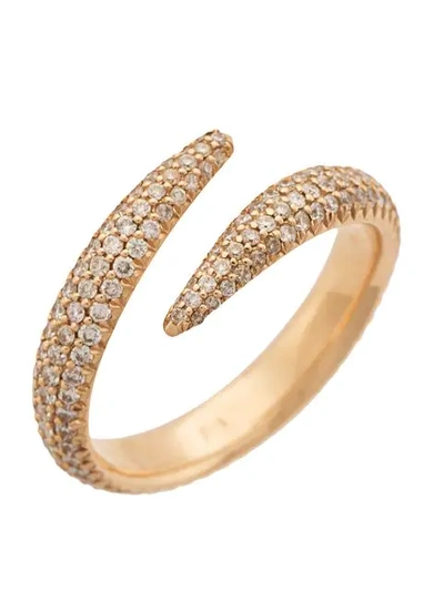 Shop Eva Fehren Diamond Embellished Midi Ring In Neutrals