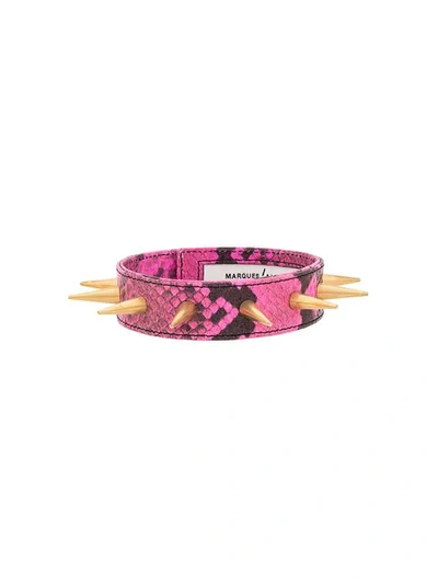 Shop Marques' Almeida Spiked Choker In Pink