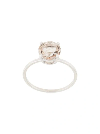 Shop Natalie Marie 14kt White Gold Precious Rutilated Quartz Ring In Neutrals