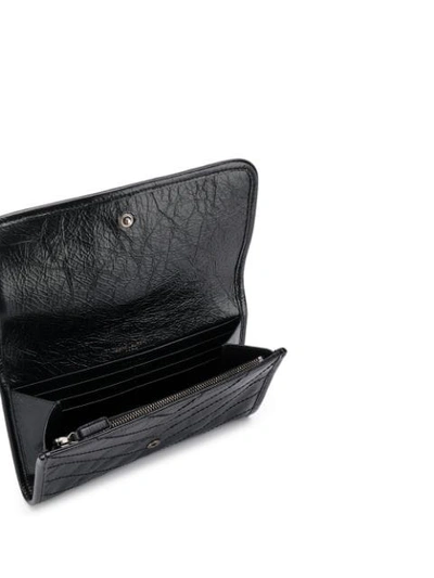 Shop Saint Laurent Niki Crinkled-leather Wallet In Black