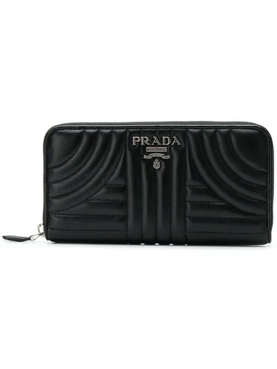 Shop Prada Diagramme Zip Wallet In Black