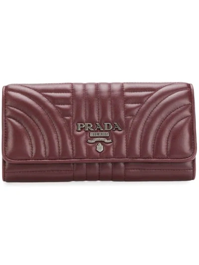 Shop Prada Diagramme Continental Wallet In Red