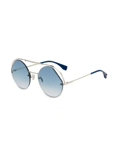 Shop Fendi Round Frame Sunglasses In Blue